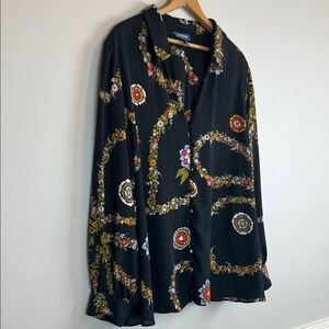 ModCloth collared long sleeve black blouse women’s size 2X